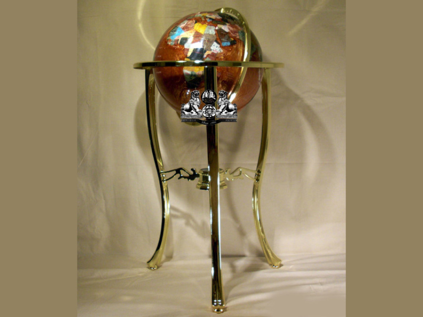 3" Details about   6" Tall Pearl Swirl Ocean Mini Table Top Gemstone World Globe w/Gold Tripod 