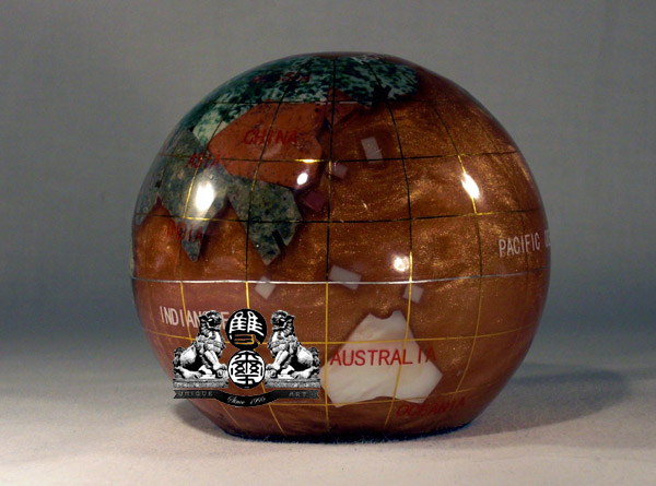 unique art 3-inch pink pearl swirl ocean gemstone world globe paper weight 